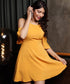 Party Cocktail Cold Shoulder Mustard Dress